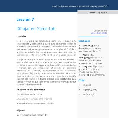 Unidad 1 - Lección 07: Dibujar en Game Lab