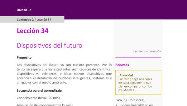 Unidad 2 - Lección 34: Dispositivos del futuro