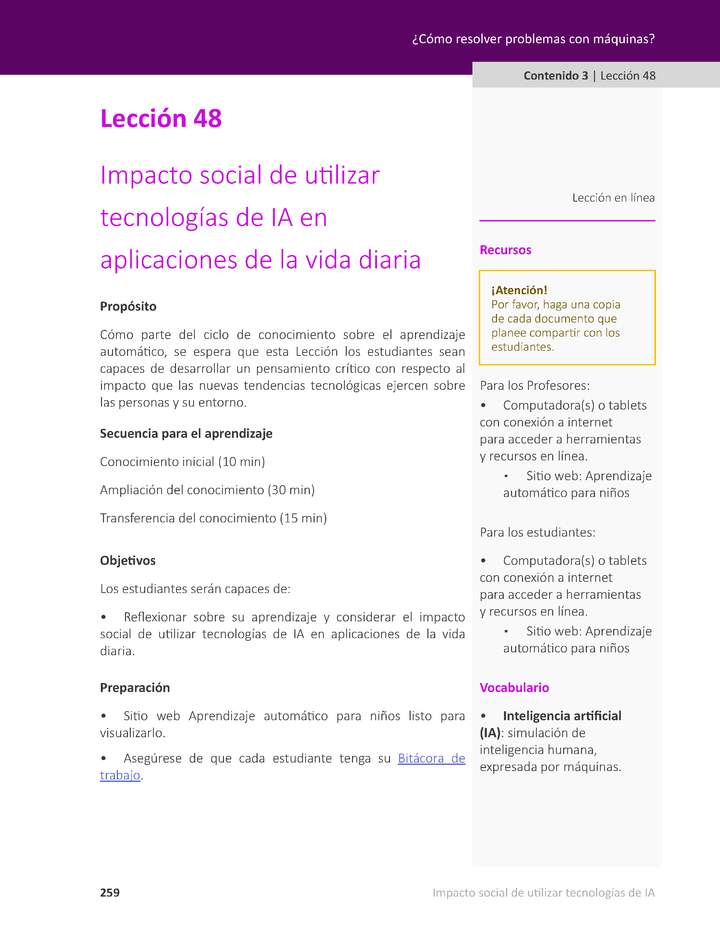 Unidad 2 - Lección 48: Impacto social de utilizar tecnologías de IA en aplicaciones de la vida diaria