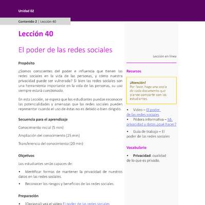 Unidad 2 - Lección 40: El poder de las redes sociales