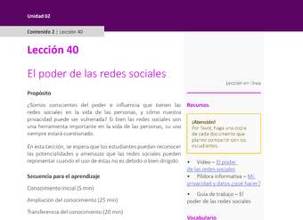 Unidad 2 - Lección 40: El poder de las redes sociales