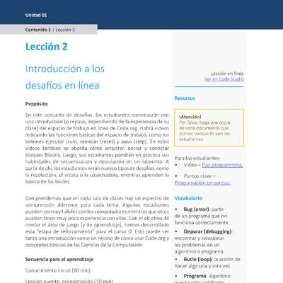 Unidad 1 - Lección 02: Introducción a los desafíos en línea