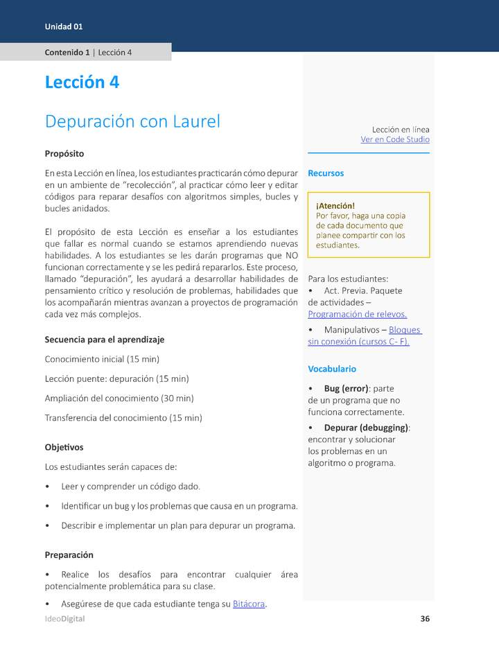 Unidad 1 - Lección 04: Depuración con Laurel