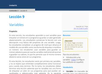 Unidad 1 - Lección 09: Variables