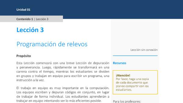 Unidad 1 - Lección 03: Programación de relevos