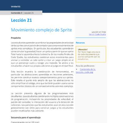 Unidad 1 - Lección 21: Movimiento complejo de Sprite