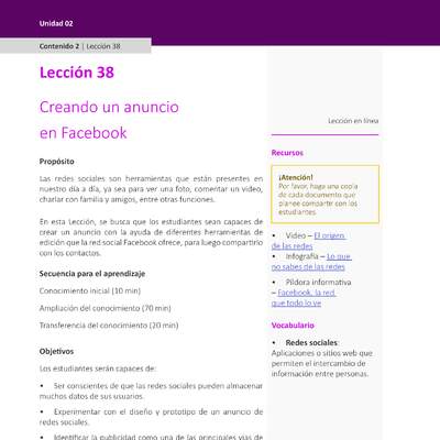 Unidad 2 - Lección 38: Creando un anuncio en Facebook