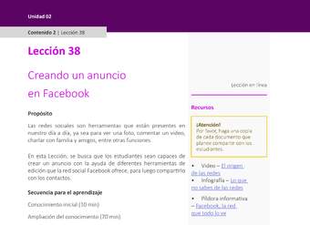 Unidad 2 - Lección 38: Creando un anuncio en Facebook