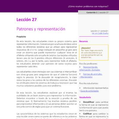 Unidad 2 - Lección 27: Patrones y representación