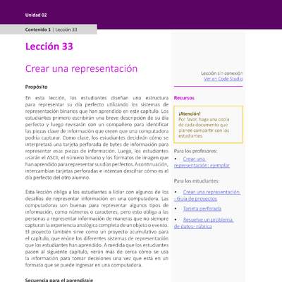 Unidad 2 - Lección 33: Crear una representación