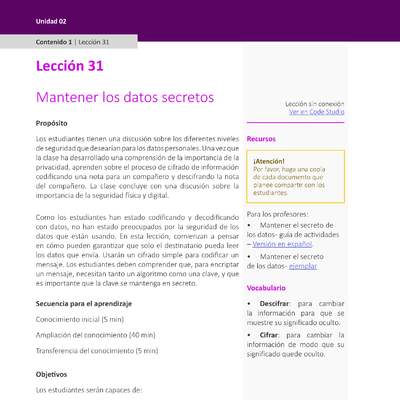 Unidad 2 - Lección 31: Mantener los datos secretos