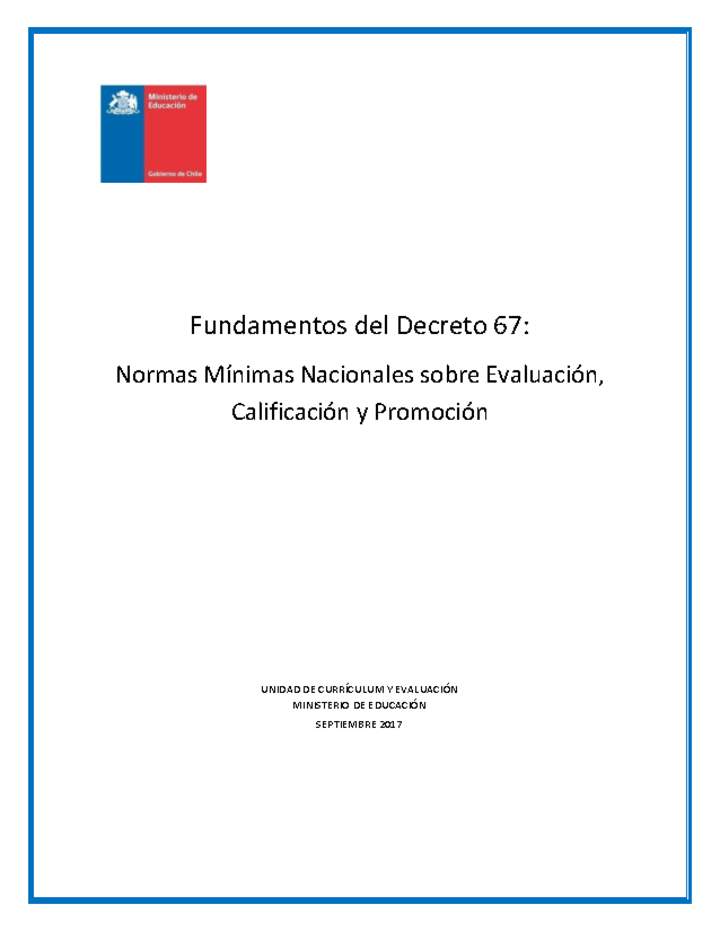 Fundamentos Decreto N° 67 Evaluación