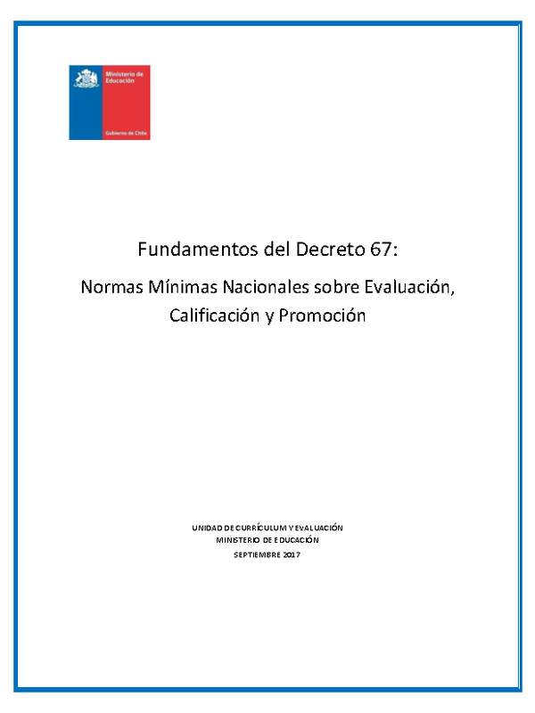 Fundamentos Decreto N° 67 Evaluación