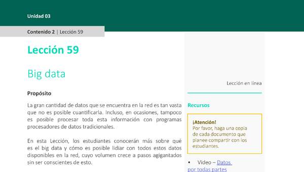 Unidad 3 - Lección 59: Big data