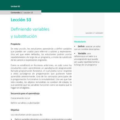 Unidad 3 - Lección 53: Definiendo variables y substitución