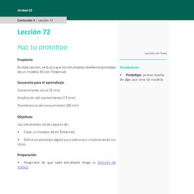 Unidad 3 - Lección 72: Haz tu prototipo