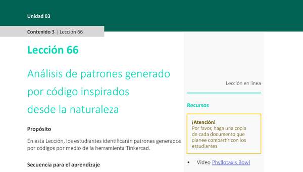 Unidad 3 - Lección 66: Análisis de patrones generado por código inspirados desde la naturaleza