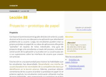 Unidad 4 - Lección 88: Proyecto – prototipo de papel