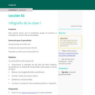 Unidad 3 - Lección 61: Infografía de la clase I