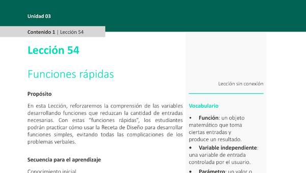 Unidad 3 - Lección 54: Funciones rápidas