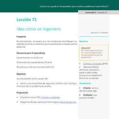 Unidad 3 - Lección 71: Idea como un ingeniero