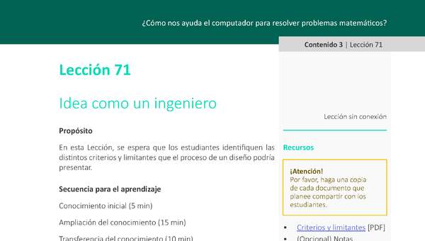 Unidad 3 - Lección 71: Idea como un ingeniero