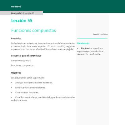 Unidad 3 - Lección 55: Funciones compuestas