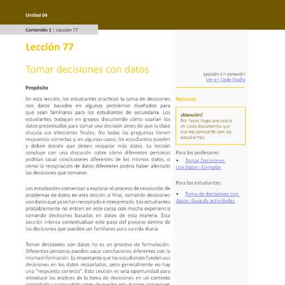 Unidad 4 - Lección 77: Tomar decisiones con datos