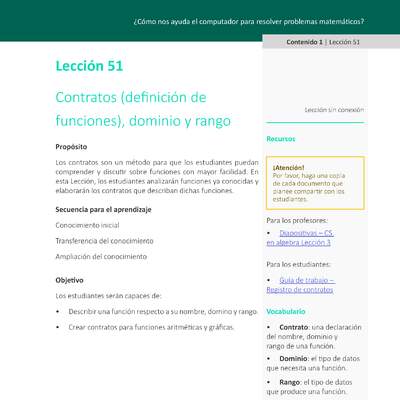 Unidad 3 - Lección 51: Contratos (definición de funciones), dominio y rango