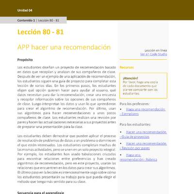 Unidad 4 - Lección 80-81: APP hacer una recomendación