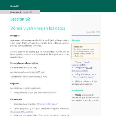 Unidad 3 - Lección 62: Dónde viven y viajan los datos