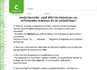 Investigación efecto actividades humanas en ecosistema