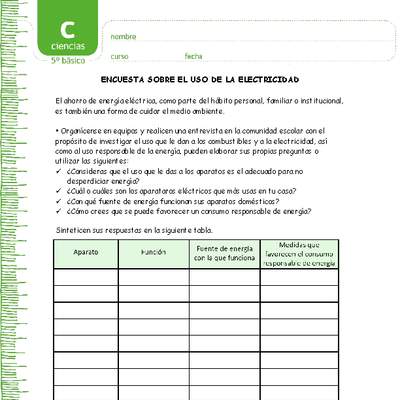 Encuesta sobre el uso de la electricidad