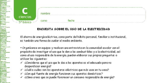 Encuesta sobre el uso de la electricidad