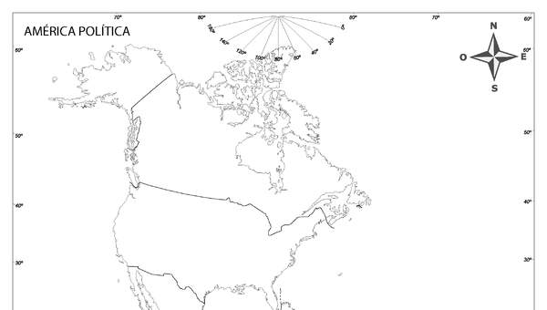 Mapa político mudo de América