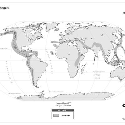 Mapa actividad sísmica del mundo en blanco y negro