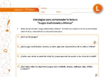 Estrategias para comprender la lectura "Juegos tradicionales"