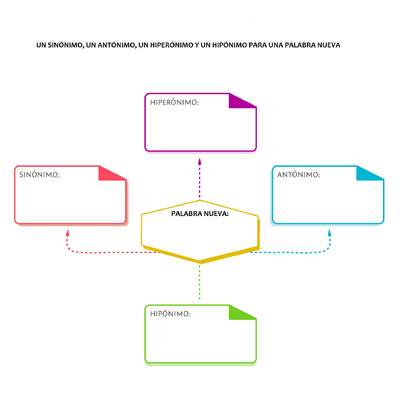 Sinónimo, antónimo, hiperónimo e hipónimo para una palabra nueva