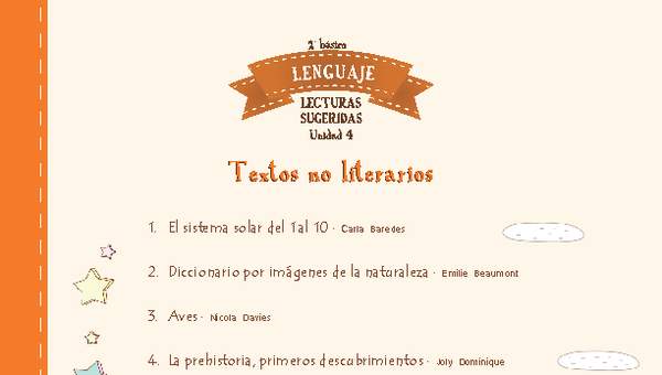 Lecturas sugeridas para la unidad: textos no literarios