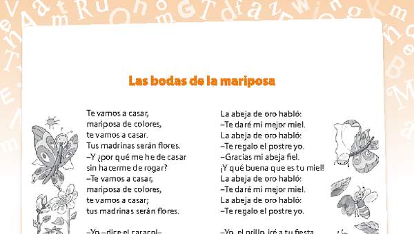 Poema Las bodas de la mariposa