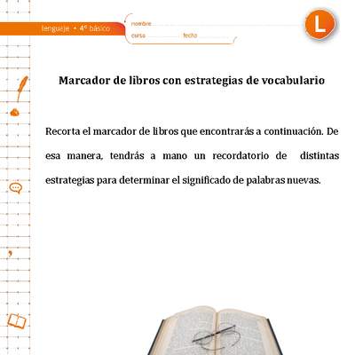 Marcador de libros vocabulario