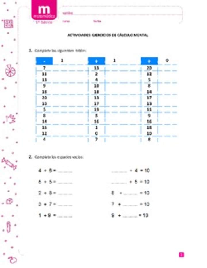Ejercicios de cálculo mental