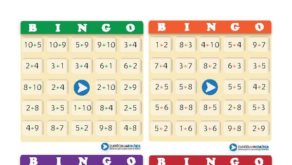 Juego: bingo compuesto de adiciones (V)