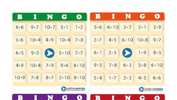 Juego: bingo compuesto de adiciones (VI)
