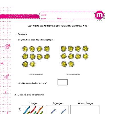 Adiciones con números menores a 20