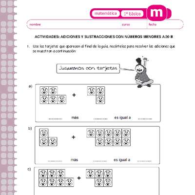 Adiciones y sustracciones con números menores a 20 b