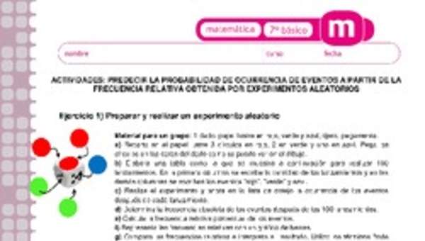 Predecir la probabilidad de ocurrencia de eventos a partir de la frecuencia relativa obtenida por experimentos aleatorios