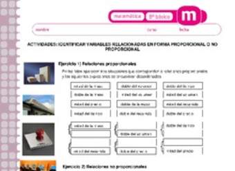 Identificar variables relacionadas en forma proporcional y no proporcional