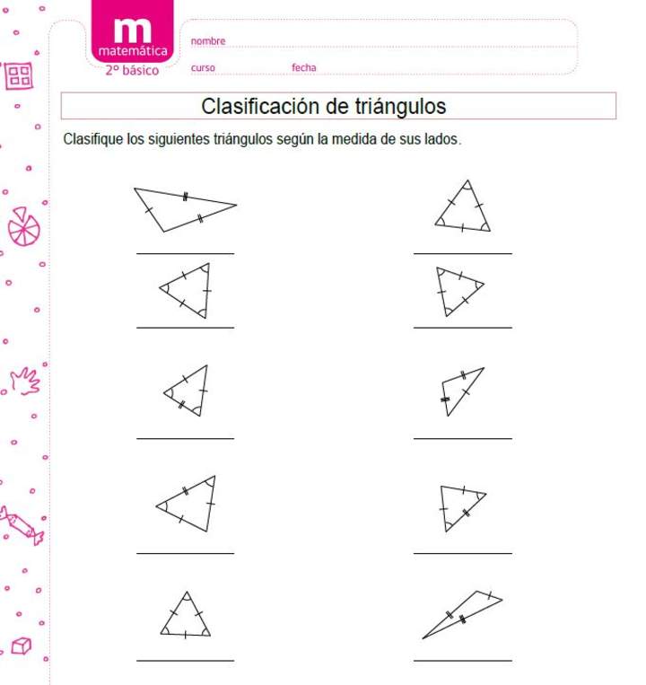 Clasificar triángulos según medidas de lado A