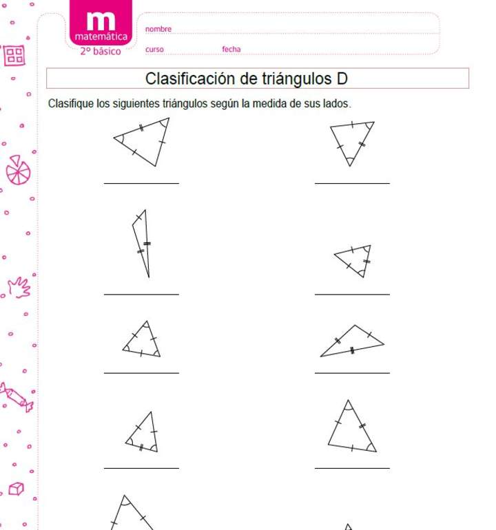 Clasificar triángulos según medidas de lado D